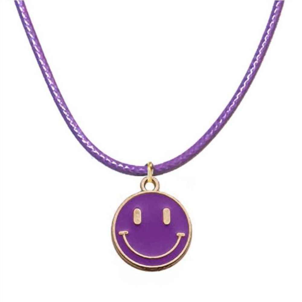 Purple Smiley Face Charm Necklace